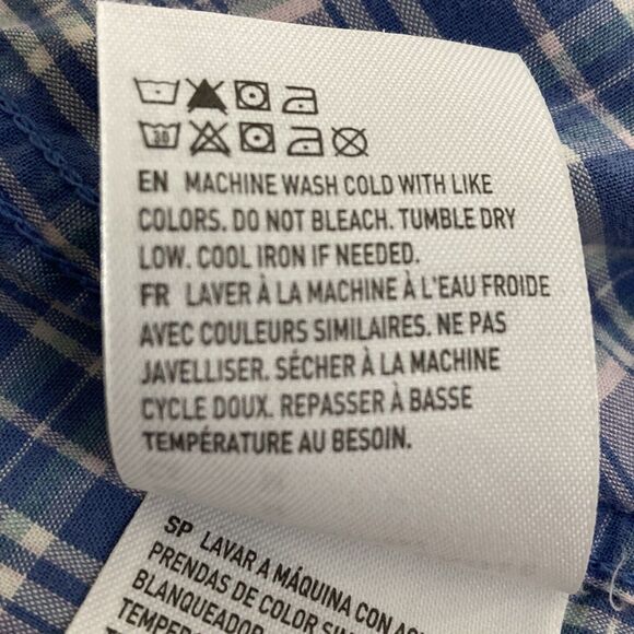 American Eagle Shirt Mens M Blue Lavender Button Down Plaid Long Sleeve Preppy - Picture 9 of 12